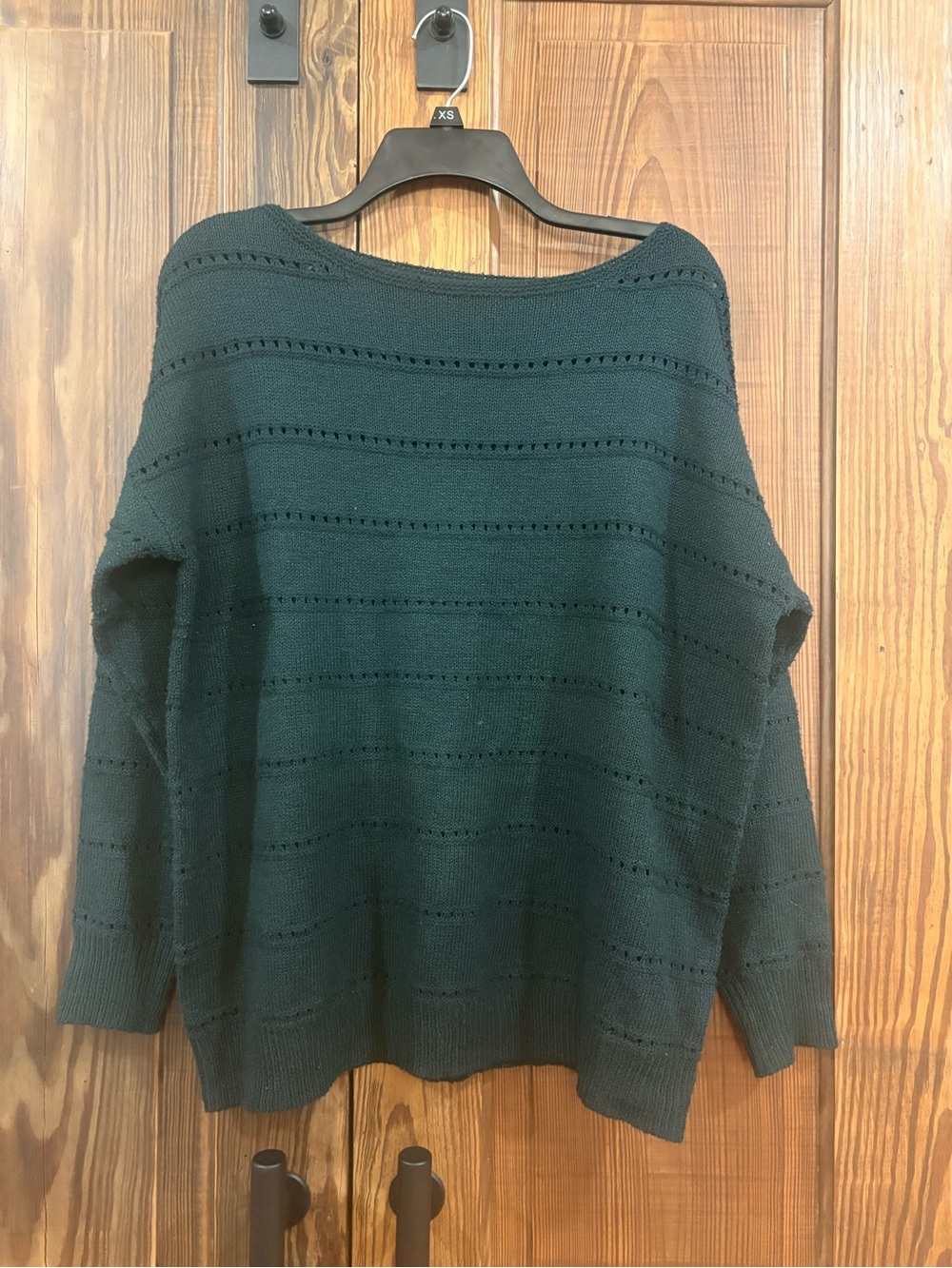 Source Unknown Off-the-Shoulder Knit Sweater in Dark Green